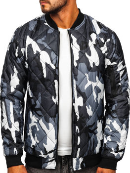 Blouson de transition gris matelassé camo bomber pour homme Bolf MY-01M