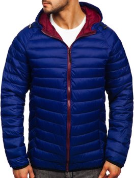 Blouson de transition matelassé bleu foncé pour homme à capuche Bolf 13022