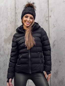 Blouson d'hiver à capuche matelassé pour femme noir Bolf 5M769