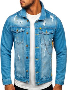 Blouson en jean pour homme bleu Bolf 3-4