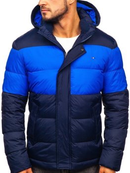 Blouson pour homme d'hiver sportif matelassée bleu foncé Bolf 1975