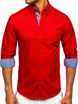 Chemise à manche longue pour homme rouge Bolf 20719