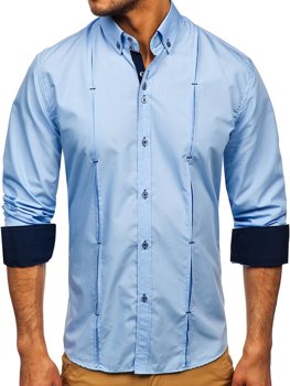 Chemise à manches longues bleue claire pour homme Bolf 20725