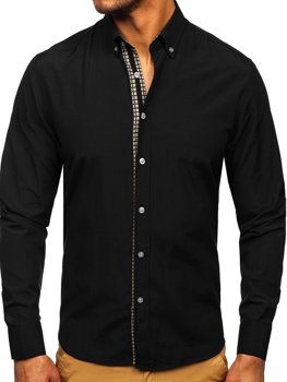 Chemise à manches longues noire pour homme Bolf 20715 