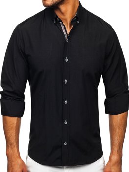 Chemise à manches longues noire pour homme Bolf 20718 