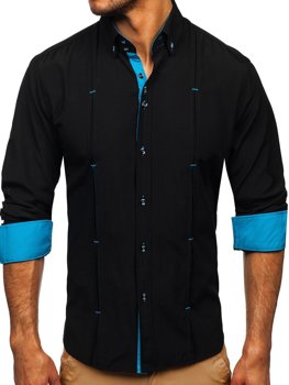 Chemise à manches longues noire pour homme Bolf 20725 