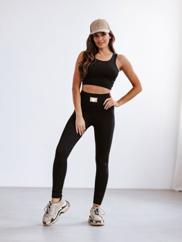 Ensemble de survêtement de sport deux pièces pour femme noir Bolf 022A