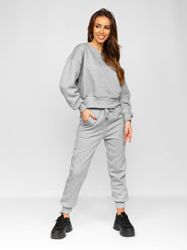 Ensemble de survêtement deux pièces oversize pour femme gris Bolf 8C71