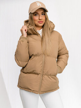 Femme Blouson d'hiver matelassée à capuche Marron Bolf 5M3169