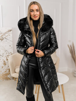 Femme Blouson d'hiver matelassée à capuche Noir Bolf 16M9100