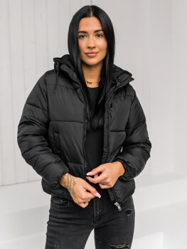 Femme Blouson d'hiver matelassée à capuche Noir Bolf 16M9187