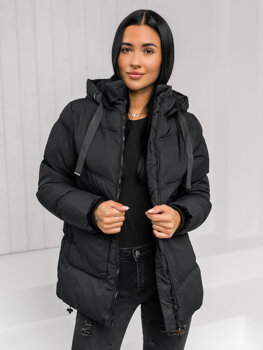 Femme Blouson d'hiver matelassée à capuche Noir Bolf 5M3251