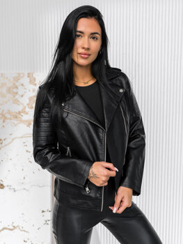 Femme Blouson en cuir biker Noir Bolf 11Z8097