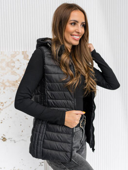 Femme Gilet matelassé à capuche Noir Bolf 23039A1