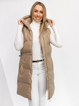 Femme Gilet matelassé long Beige Bolf 5M3186