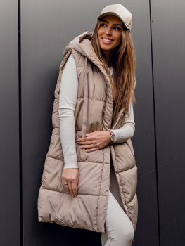 Femme Gilet matelassé long oversize Beige Bolf 81266A