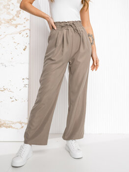 Femme Pantalon wide leg Beige Bolf W7865