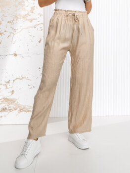 Femme Pantalon wide leg Beige Bolf W7970