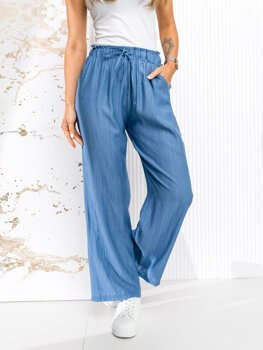 Femme Pantalon wide leg Bleu ciel Bolf W7970