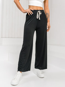 Femme Pantalon wide leg Noir Bolf W7956