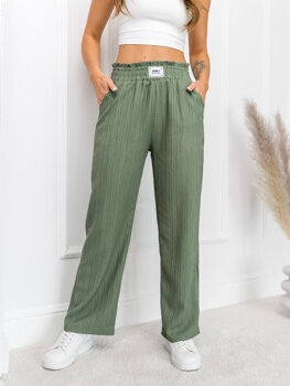 Femme Pantalon wide leg Vert Bolf W7961