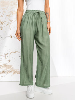 Femme Pantalon wide leg Vert Bolf W7970