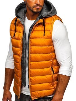 Gilet matelassé pour homme à capuche camel Bolf B2901