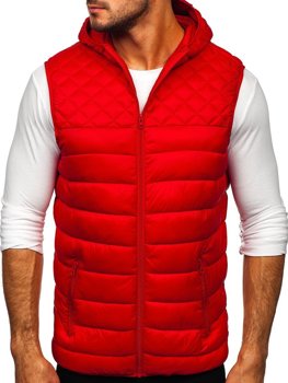 Gilet pour homme rouge matelassé à capuche Bolf HDL88003