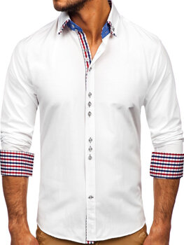 Homme Chemise élégante à manche longue Blanc Bolf 0926