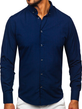 Homme Chemise élégante à manche longue Bleu foncé Bolf 5821-1