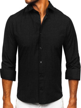 Homme Chemise élégante à manche longue Noir Bolf 24740