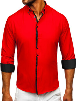 Homme Chemise élégante à manche longue Rouge Bolf 24701