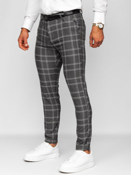 Homme Pantalon chino à carreaux Graphite Bolf 0034 