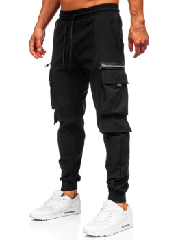 Homme Pantalon de jogging cargo Noir Bolf K12