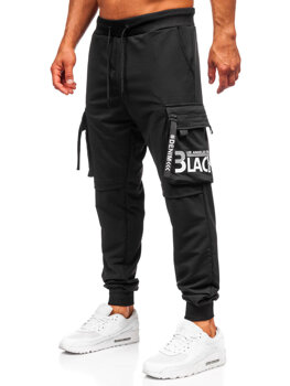 Homme Pantalon de jogging cargo Noir Bolf K19