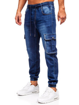 Homme Pantalon de jogging cargo en jean Bleu foncé Bolf 8166