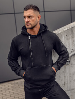 Homme Sweat à capuche épais Noir Bolf 02-A