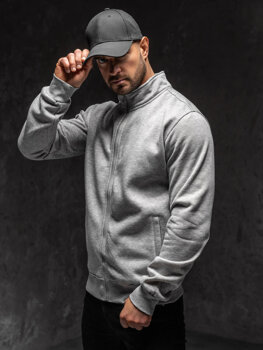 Homme Sweat-shirt à col montant avec fermeture Gris Bolf B002A1