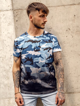 Homme T-shirt à imprimé camo Bleu ciel Bolf S808A1