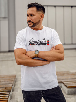 Homme T-shirt imprimé en coton Blanc Bolf 14780A