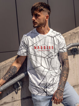 Homme T-shirt imprimé en coton Blanc Bolf SS10935A