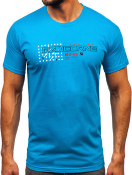 Homme T-shirt imprimé en coton Turquoise Bolf 14732