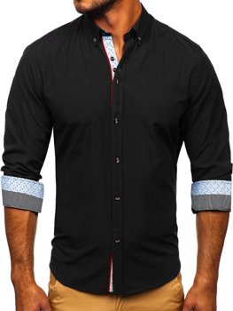 La chemise élégante avec les manches longues pour homme noire Bolf 8839