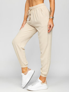 Pantalon de jogging en tissu pour femme beige Bolf W7322