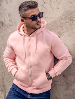 Sweat-shirt avec fermeture à capuche pour homme rose clair Bolf 2008A