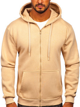 Sweat-shirt beige zippé à capuche pour homme Bolf 2008  