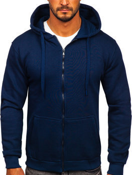 Sweat-shirt bleu foncé zippé à capuche pour homme Bolf 2008