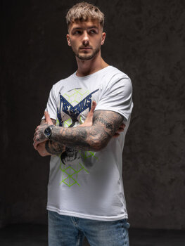 Tee-shirt blanc avec imprimé pour homme Bolf Y70002