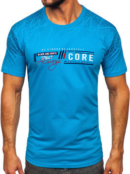 Tee-shirt en coton pour homme turquoise Bolf 14710