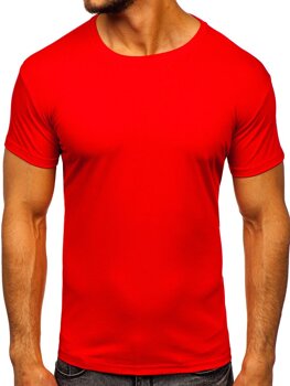 Tee-shirt pour homme sans imprimé rouge clair Bolf 2005